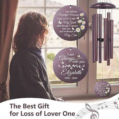 ASTARIN 36" Large Deep Tone Personalized Sympathy Wind Chimes, Memorial Wind Chime for Loss of Mother Father Loved One, Bereavement Gifts Decor Outdoor Patio Garden Graveyard