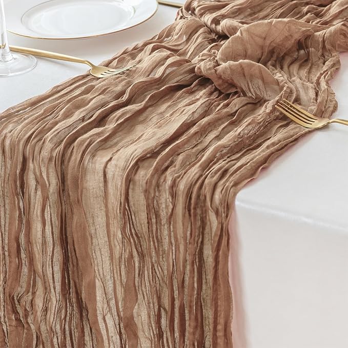 Sioloc Nude Cheesecloth Table Runner Fall Autumn Decor for Home 10ft Table Cloth for Tea Wedding Birthday Party Baby Bridal Shower Halloween Thanksgiving
