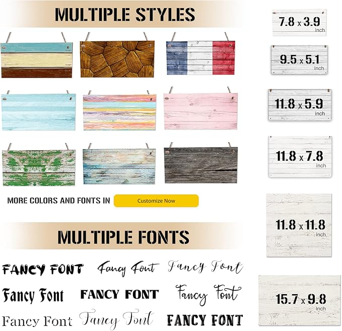 Custom Personalized Board Hanging Wood Sign, Design Your Welcome Sign, Customizable Wall Plaque, House Wood Sign for Garden Yard Home Farmhouse 9.8x5.1 inch