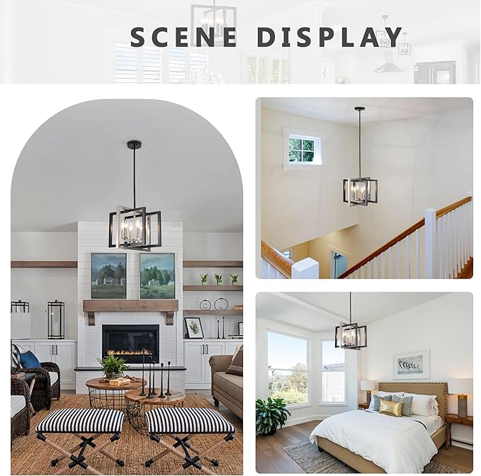 ANKYLHUA Black Nickel Chandelier,6-Lights Ceiling Light Fixture E12,Adjustable Hight Pendant Lights Kitchen Island,Chandeliers for Dining Room Bedroom,Entryway,Foyer