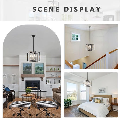 ANKYLHUA Black Nickel Chandelier,6-Lights Ceiling Light Fixture E12,Adjustable Hight Pendant Lights Kitchen Island,Chandeliers for Dining Room Bedroom,Entryway,Foyer