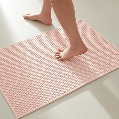 Bathroom Rugs Non Slip Washable, Super Absorbent Thin Bath Mat Small Quick Dry Low Pile Bathroom Rug, Pink 20"x30"