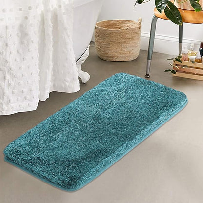 Suchtale Large Extra Soft and Absorbent Shaggy Bath Mat - Machine Washable Microfiber Non Slip Bath Mat - Rubber Back (24 x 40 Teal)