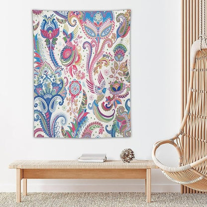 Boho Floral Tapestry, Abstract Mandala Plant Colorful Floral Home Art Wall Hanging for Bedroom Living Room Dormitory 40x60 Inch
