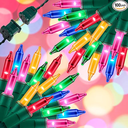 100LIGHTS Multi Extra-Bright with End Connectors Christmas Decorative Lights 5.98m UL Certified Mini String Light Set Waterproof for Home Garden Holiday Christmas Tree Party Patio Wedding