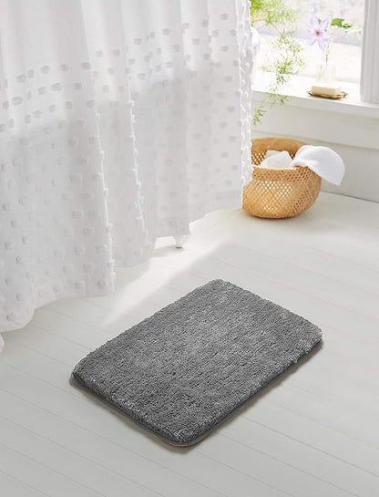 Suchtale Non Slip Bath Mat (20 x 32, Dark Grey) Water Absorbent Soft Microfiber Shaggy Bathroom Rug Machine Washable Thick Plush Shower Mat