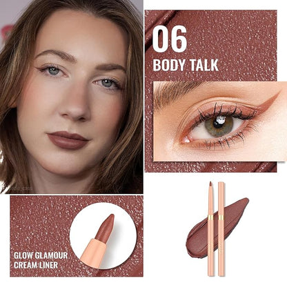 Oulac Waterproof Eyeliner Pencil Set - Smooth and Creamy, Retractable Eye Makeup for Precision Application, Vegan & Cruelty-Free, LL02 Tempting Taupe+LL03 Naked Liner+06 Body Talk