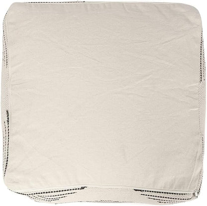 REDEARTH · UNSTUFFED Pouf Ottoman Cover Textured Boho Storage Square Home Decor Poof Pouffe Space Saver Footrest for Living Room, Bedroom, Nursery, Kidsroom; 100% Cotton (18"x18"x18"; Black)