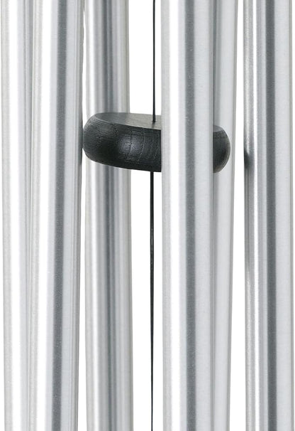 Woodstock Wind Chimes Pachelbel's Canon in D, Silver Aluminum Tubes, Medium 32 - Inch, Deep Toned Windchime for Outdoor Decor for Garden, Patio, Porch