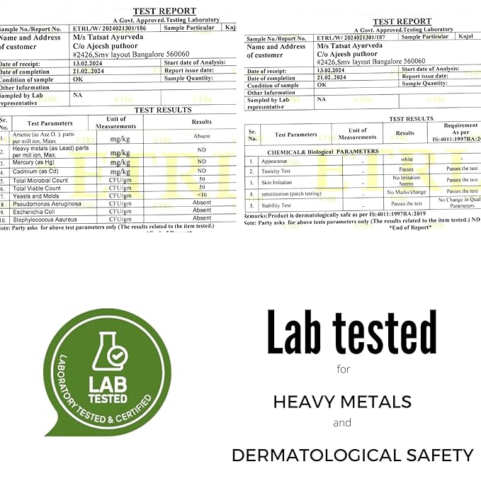 Tatsat Ayurvedic Herbal Kajal | Natural, Lead-Free & Chemical-Free Eye Care | Soothing Formula for Everyday Use | Safe for All Skin Types | Made with Triphala, Chakshushya Herbs, Castor Oil etc