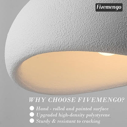 19.7in Wabi Sabi Pendant Lights Kitchen Island Lighting Fixture Ceiling Mount White Modern Japanese Lamp Japandi Chandelier for Dining Living Room Hallway Bedroom Restaurant Hanging Lamp