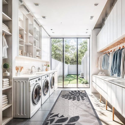 Beverly Rug Outdoor Runner Rug 2x7 Modern Floral Tropical Area Rugs for Indoor and Outdoor Patio Easy to Clean Non Shedding Living Room Porch Garden Washable Outside Carpet (2 x 7 Beige)