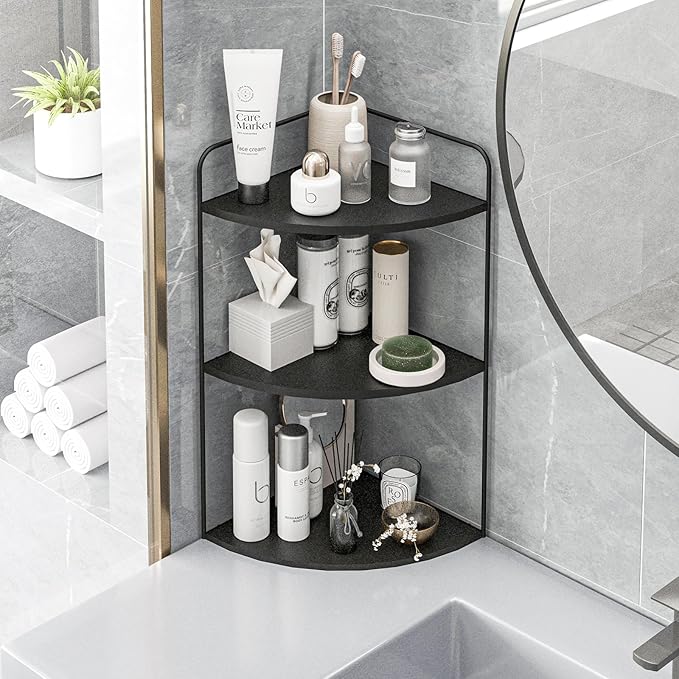 Bathroom Counter Organizer,Countertop Organizer,Vanity Organizers,Bathroom Storage,Bathroom Sink Organizers,Counter Shelf,Corner Counter,Corner Shelves(Black)