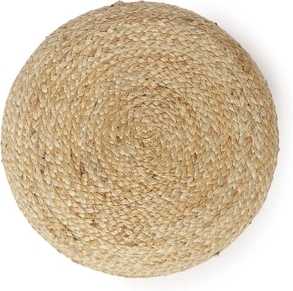 REDEARTH · Cylindrical Pouf Ottoman - Braided Pouffe Accent Sitting Round Footrest for Living Room, Bedroom, Nursery, kidsroom, Patio, Gym; 100% Jute Set of 2 (14.5"X14.5"X16"; Natural)