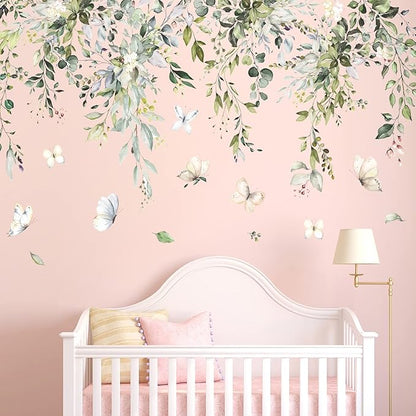 Amaonm Creative Removable Rainforest Plants Wall Decals Hanging Green Leaves and Vines Wall Stickers 3D Home Wall Corner Background Decoration Decor for Kids Girls Bedroom Nursery Offices Living Room