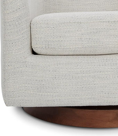 CHITA Swivel Accent Chair, FSC Certified Upholstered Fabric Barrel Chair for Living Room, Ivory