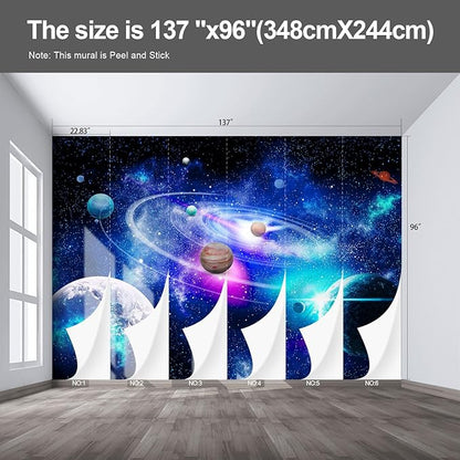 Planet Wall murals Peel and Stick Galaxy Wallpaper for Bedroom Nursery Room - 96"x137"