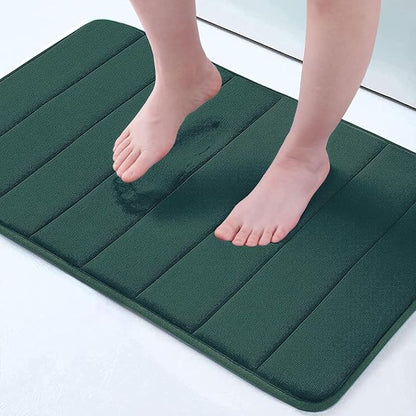Buganda Memory Foam Bath Mat, 24" x 16", Ultra Soft and Non-Slip Bathroom Rugs, Water Absorbent and Machine Washable Bath Rug for Bathroom, Shower, and Tub, Dark Green