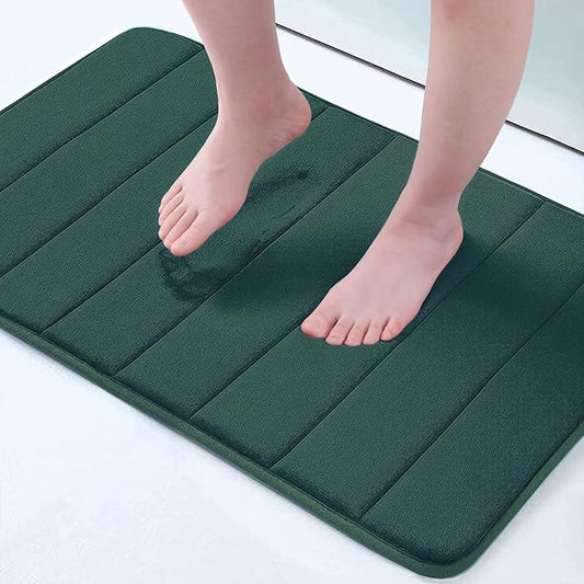 Buganda Memory Foam Bath Mat, 24" x 16", Ultra Soft and Non-Slip Bathroom Rugs, Water Absorbent and Machine Washable Bath Rug for Bathroom, Shower, and Tub, Dark Green