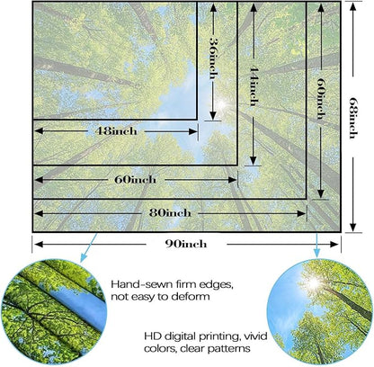 AMM Nature Forest Tree Celling Tapestry Lush Green Treetops Sunlit Tapestry for Bedroom Aesthetic Sky Sunlight Canopy Leaves Landscape Tapestries Wall Hanging for Living Room Dorm Office 80 x 60 Inch