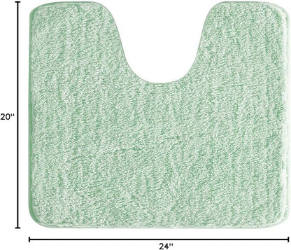 Suchtale Bathroom Contour Rug Non Slip Bath Mat Water Absorbent Soft Microfiber Shaggy Bathroom Mat Machine Washable Bath Rug for Bathroom Thick Plush U Shape Toilet Rug (20 x 24, Pale Green)
