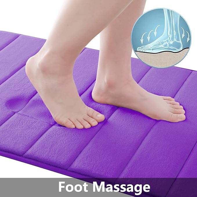 Buganda Memory Foam Bath Mat, 60" x 24", Ultra Soft and Non-Slip Bathroom Rugs, Water Absorbent and Machine Washable Bath Rug Runner for Bathroom, Shower, and Tub, Purple