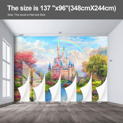 Castle Wall murals Peel and Stick Wallpaper for Bedroom Nursery Room - 96"x137"