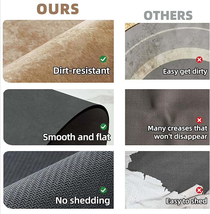 Toilet Rug, Thin Toilet Rugs U Shaped Washable Non Slip Absorbent Quick Dry Low Pile Toilet Mat, 20"x24" U Shape Camel