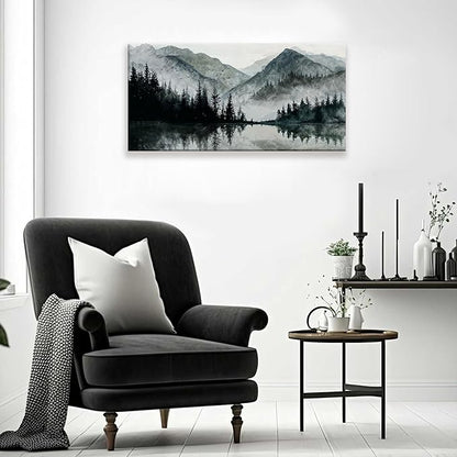 TAIJXAGSG Canvas Wall Art Decor Prints Natural Modern Wall Art Landscape Wall Decorations Mountain Lake View Artwork Pictures For Bedroom Kitchen Office Apartment Decorations 20"×40"