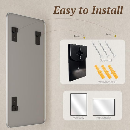 Bathroom Mirror 72" x 36", Large Rectangle Wall Mirror, Silver Metal Frame Wall Mounted Mirrors for Bathroom, Vanity, Bedroom, Entryway Decor(Horizontal/Vertical)