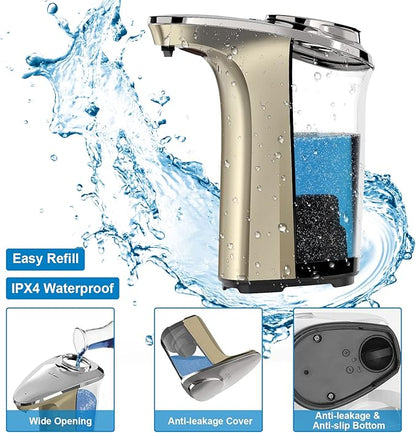 Automatic Soap Dispenser, Touchless Dish soap Dispenser 17oz/500ml with Upgraded Infrared Sensor, 5 Adjustable Soap Dispensing Levels, Liquid Hand soap Dispenser for Bathroom & Kitchen