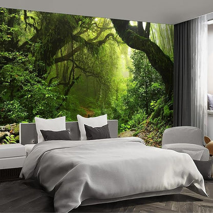 Forest Landscape Wall murals Woodland Tree Peel and Stick Wallpaper for Bedroom Living Room - 108"x157"