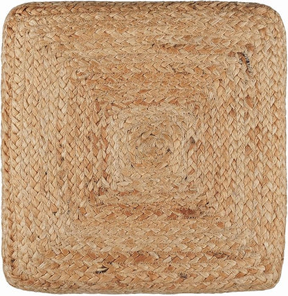 REDEARTH · Cube Pouf Foot Stool Ottoman - Jute Braided Pouffe Poof Accent Sitting Footrest for The Living Room, Bedroom, Nursery, Patio, Lounge & Other Rooms, Set of 2(14.5”x14.5”x16”; Natural Gray)