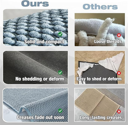 Bathroom Rugs Non Slip Washable, Super Absorbent Thin Bath Mat Quick Dry Low Pile Bathroom Rug, Denim Blue 24"x60"