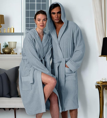 Organic Turkish Cotton Terry Hooded Kimono Bathrobe, Robe for Women