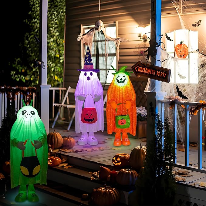 32" Front Porch Light up Halloween Figure Décor, Kit Standing Trick or Treat Indoor and Outdoor Decorations-Alien