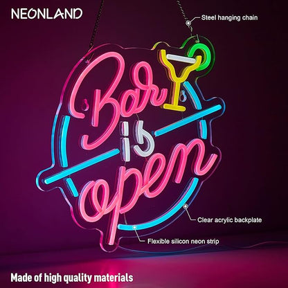 Bar Open Neon Sign for Wall Decor Open Beer Bar LED Light up Signs with Dimmer for Pub Party Man Cave Room Art Decor Gift