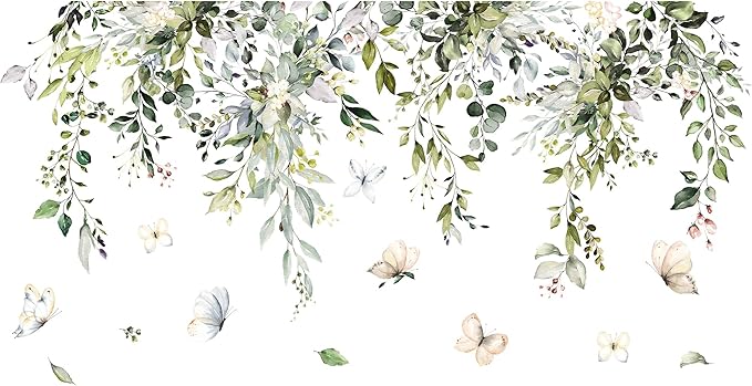 Amaonm Creative Removable Rainforest Plants Wall Decals Hanging Green Leaves and Vines Wall Stickers 3D Home Wall Corner Background Decoration Decor for Kids Girls Bedroom Nursery Offices Living Room