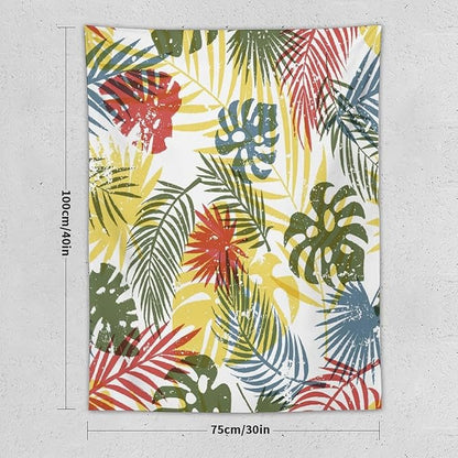 ICMOLYYENLO Boho Green Leaves Tapestry, Mid Century Abstract Tropical Palm Leaves Modern Minimalist Geometric Wall Hanging, Neutral Home Decor Art for Living Room Bedroom Dorm 50x60 Inch