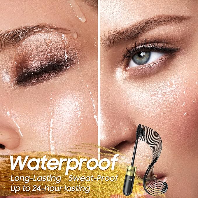 Waterproof & Smudge-Proof Tubing Mascara - Long-Lasting 2-1 Mascara Black for Natural Length and Volume Eye Makeup, Curling Eyelashes, No Flaking, No Clumping, Vegan and Cruelty Free (Pack of 1)