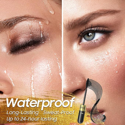 Waterproof & Smudge-Proof Tubing Mascara - Long-Lasting 2-1 Mascara Black for Natural Length and Volume Eye Makeup, Curling Eyelashes, No Flaking, No Clumping, Vegan and Cruelty Free (Pack of 1)