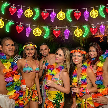 Couah [ 8 Modes & Timer ] 30 LED 16 Ft Summer Tropical String Lights Strawberry Grape Watermelon Lemon Banana Fairy Lights Battery Operated for Tropical Party Pool Beach Summer Decorations
