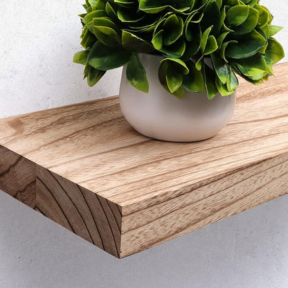 Axeman Floating Shelves, 8 Inch Deep Modern Solid Wood Wall Shelves for Storage, Wall Mounted Display Shelving with Invisible Heavy-Duty Metal Bracket, 36" W x 8" D x 1.6" H, Light Carbonized