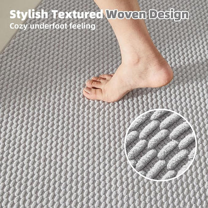 Bathroom Runner Rugs, Long Bath Mat Runner Washable Thin Quick Dry Low Pile Bathroom Runner Rugs Non Slip, Light Grey 24"x70"