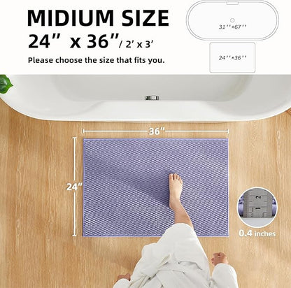 Bathroom Rugs Non Slip Washable, Super Absorbent Thin Bath Mat Quick Dry Low Pile Bathroom Rug, Lavender 24"x36"