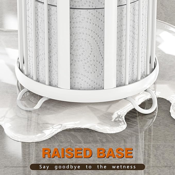 Toilet Paper Holder Stand, Freestanding Toilet Tissue Organizer, Minimalistic Storage Solution, Reserve Mega Rolls-White