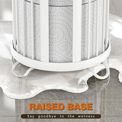 Toilet Paper Holder Stand, Freestanding Toilet Tissue Organizer, Minimalistic Storage Solution, Reserve Mega Rolls-White
