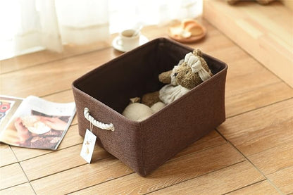TheWarmHome Decorative Basket Rectangular Fabric Storage Bin Organizer Basket with Handles for Clothes Storage (Brown, Large-1Pack,15L*10.5W*8H)