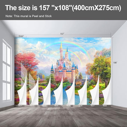 Castle Wall murals Peel and Stick Wallpaper for Bedroom Nursery Room - 108"x157"