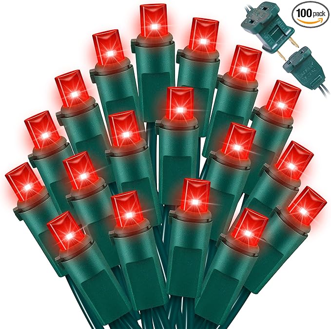 100 Count Red -String Lights - 21.6FT LED Christmas Lights, Mini led Lights for Indoor Outdoor Home Holiday Party Wedding Independence Day Decoration